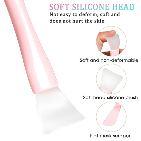 Silicone Facial Mask Applicator, 4 Pcs Reusable Double-End Brush for Clay, Cream, and Gel Masks