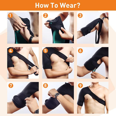 HUEGLO Right Shoulder Brace for Men, Torn Rotator Cuff Support Stabilizer for Women, Shoulder Pain Relief