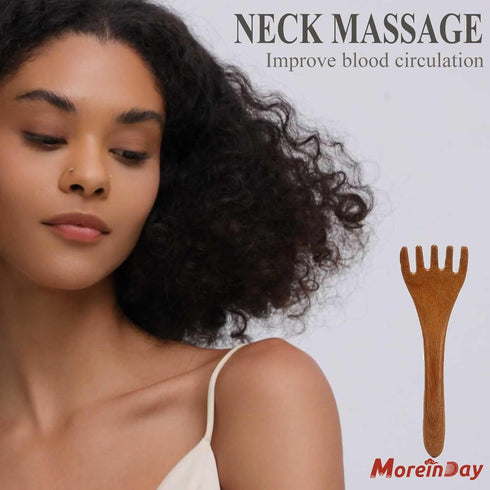 Sandalwood Wooden Scalp and Foot Massager - Gua Sha Comb Tool