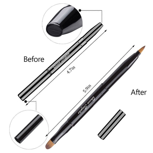 Retractable Lip Brush Concealer Makeup Dual End Travel Size Lipstick Brush with Cap