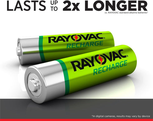 Rayovac Rechargeable AA Batteries (8 Pack), NiMH Double A Rechargeable Batteries