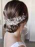 Yean Pearl Wedding Headband, Silver Flower Bridal Hair Accessories, Leaf Hair Piece for Women and Girls