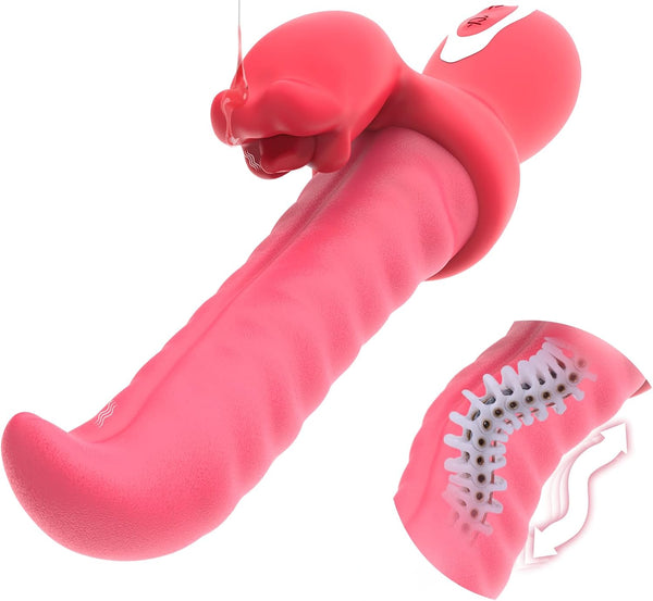 MoonSoil Tongue Vibrator Sex Toys for Women, Thrusting Undulating Vibrators Dildo with 10