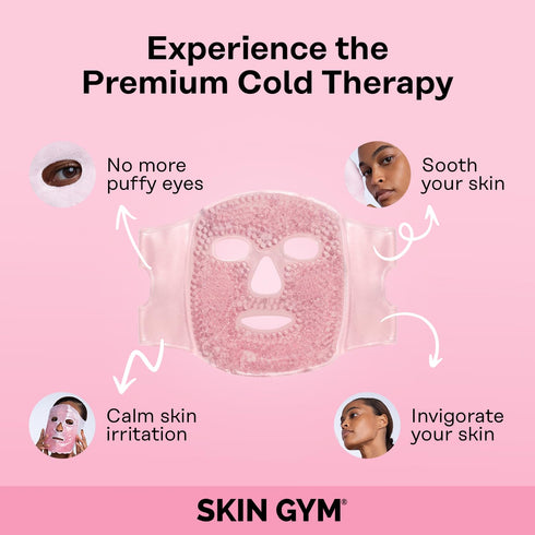 SKIN GYM Cryo Chill Ice Face Mask with Ice Beads - Custom Straps for Advanced Cold Therapy, Facial Care Spa