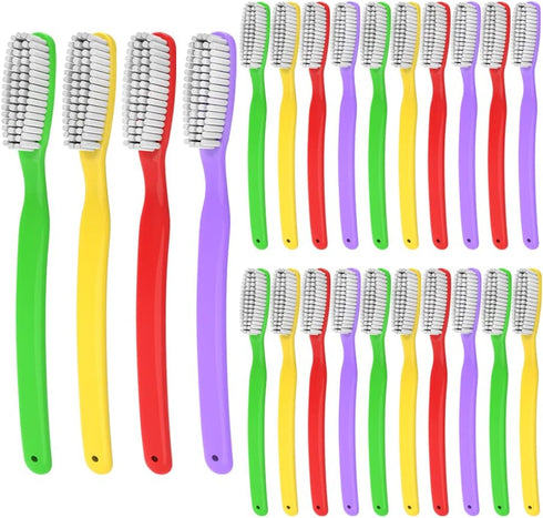 Hard & Firm Toothbrush, Stiff Bristle Brush for Smokers, Oral Care Teeth Whitening Cleaning, Travel Pack of 24