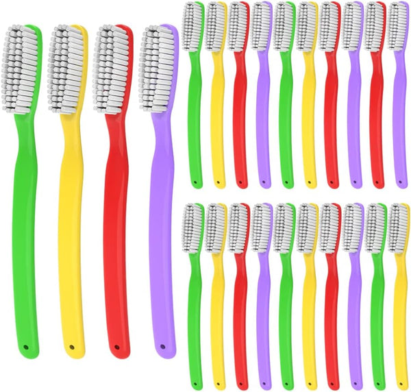 Hard & Firm Toothbrush, Stiff Bristle Brush for Smokers, Oral Care Teeth Whitening Cleaning, Travel Pack of 24