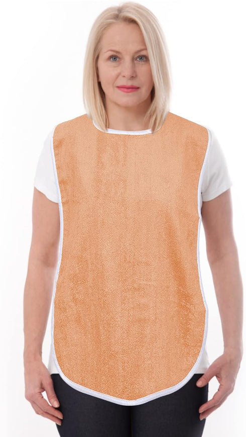 Nobles Health Care Products Pack of 6 Terry Adult Bib with hook and loop Closure (Peach)