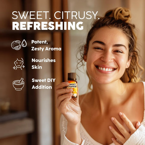 Kukka Sweet Orange Essential Oil, 0.34 Fl Oz for Skin, Diffuser, Aromatherapy, DIY & Soap Making