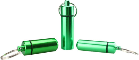 3 Size Waterproof Aluminum Pill Box Case, Colorful 6pcs Capsule Bottle Cache Drug Holder Keychain Container