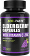 ECO-TASTE Elderberry Capsules with Zinc & Vitamin C - 120 Veggie Caps for Immune & Skin Health
