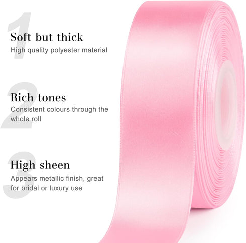 Satin Ribbon, 1-1/2 Inches x 50 Yards, Solid Fabric for Flower Bouquet Gift Wrapping Crafts Wedding