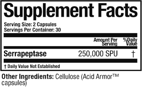 Arthur Andrew Medical Serretia Serrapeptase Formula for Muscle and Sinus Support, 60 Capsules