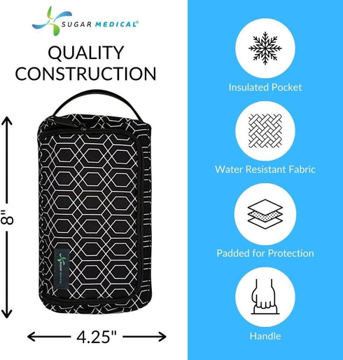 Pack Sugar Medical Insulated Diabetes Insulin Pen Case Organizer Diabetic Travel Bag for Insulin Pens, Glucose Meter