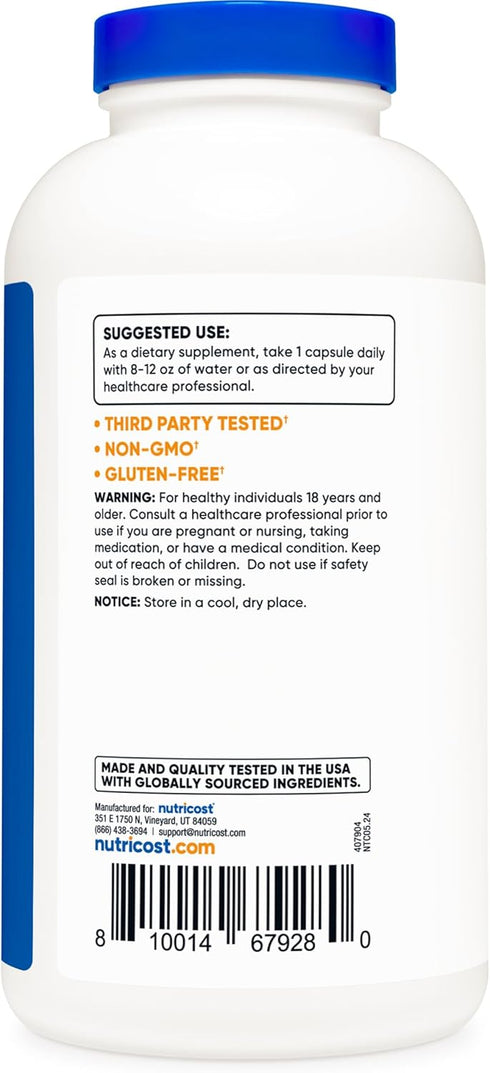Nutricost L-Arginine 500mg | 300 Capsules | Gluten Free and Non-GMO