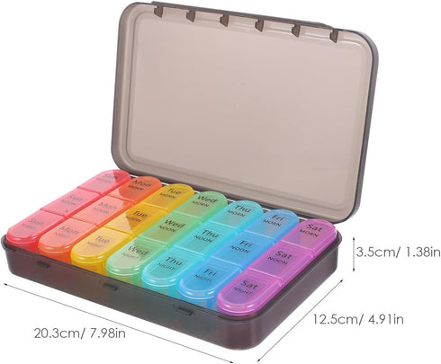 Large Weekly Pill Organizer Box, Moisture-Proof Medicine Storage Case with Detachable Compartments, Portable Medicine