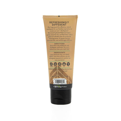 Redmond Earthpaste with Silver - Natural Non-Fluoride Toothpaste, 4 Ounce Tube