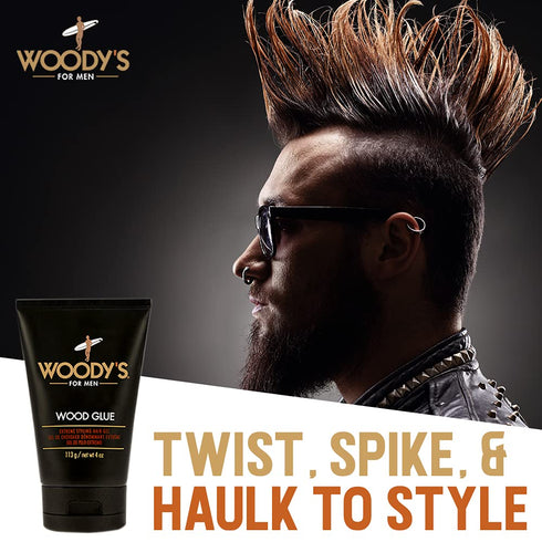 Woody's Wood Glue Extreme Styling Gel for Men - 4 oz, Intense Hold, Quick-drying, Suitable for All Hair Types