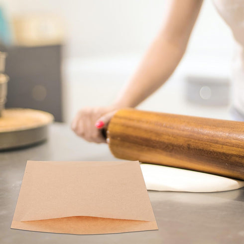 JOYOFREELY 500pcs 13x13.5cm Oil Proof Kraft Paper Bread Bags, Disposable Snack and Sandwich Wrapping Pouches