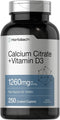Horbaach Calcium Citrate with Vitamin D3, 1260 mg 1000IU, 250 Caplets