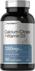 Horbaach Calcium Citrate with Vitamin D3, 1260 mg 1000IU, 250 Caplets
