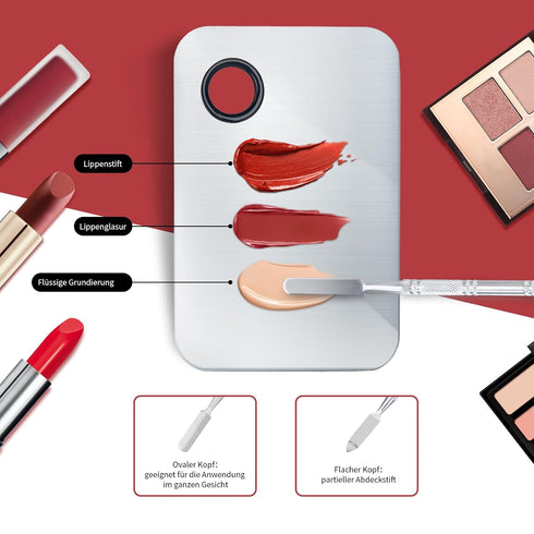 Makeup Mixing Palette, Upgraded Stainless Steel Metal Mixing Tray with Spatula for Foundation and Nail-Art
