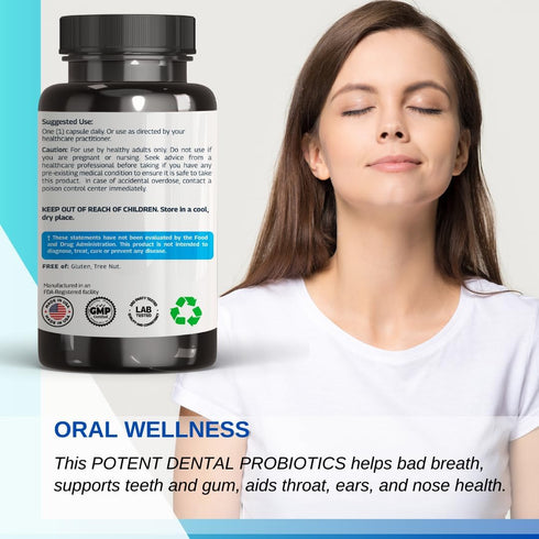 Lactobacillus Salivarius Oral Probiotics - 45 Chewable Mint Tablets for Bad Breath, Dental Health for Teeth, Gums,