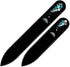 Mont Bleu Set of 2 Glass Nail Files, Hand Decorated with Crystals, Black Velvet Sleeve, Genuine Czech Glass