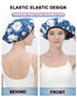 YIZIJIZI Terry Lined Shower Cap, Triple Layer Large Reusable Waterproof Cap for Long Thick Hair, Blue