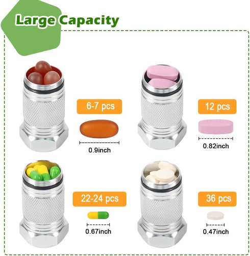 Shintop 3PCS Waterproof Aluminum Keychain Container Pill Holder (Black+Silver+Camouflage)
