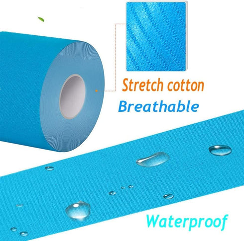 2 Rolls Kinesiology Tape, Waterproof Breathable Athletic Elastic Muscle Pain Relief for Gym Fitness Running Tennis