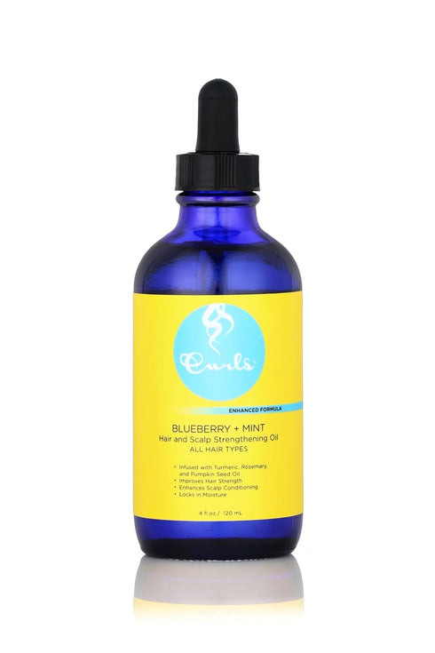 Curls Blueberry Bliss Hair and Scalp Strengthening Oil | 4 oz | Root-Penetrating Treatment with Turmeric, Rosemary &