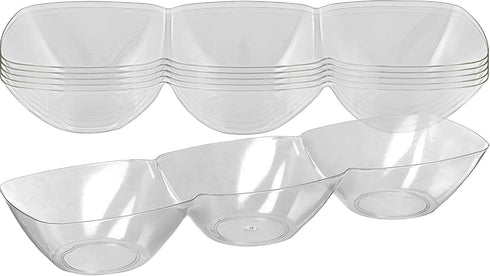 MiniWare 3 Section Bowls Clear, 6 Count, Durable BPA-Free Plastic for All Occasions