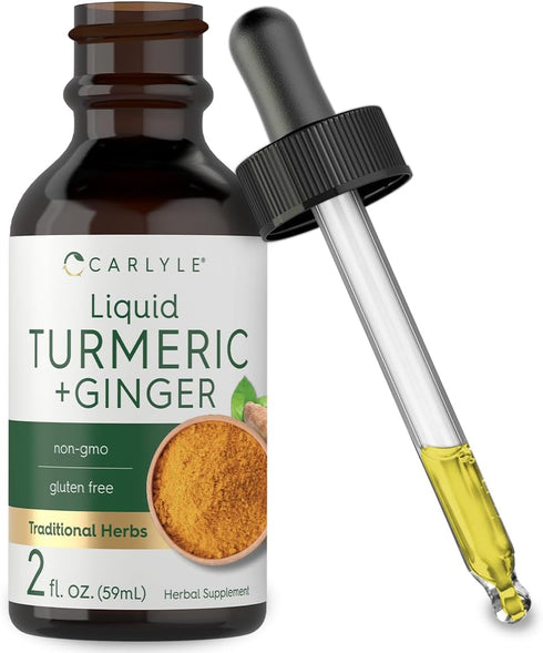 Carlyle Turmeric and Ginger Drops 2 fl oz - Vegan Non-GMO Gluten Free Supplement with Black Pepper