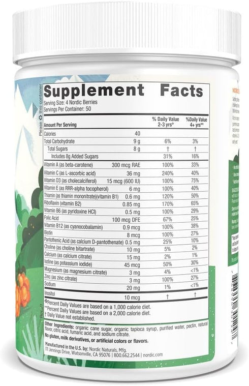 Nordic Naturals Nordic Berries, Citrus - 200 Gummy Berries - Great-Tasting Multivitamin for Ages 2+, 50 Servings