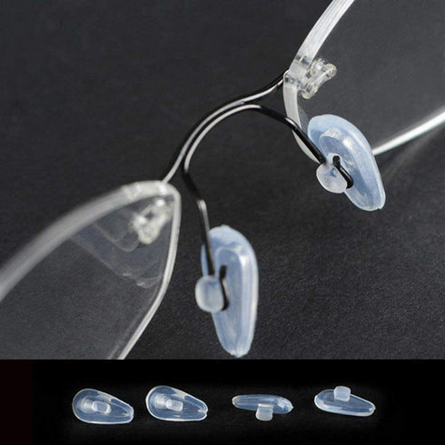 Push-in Eyeglass Nose Pads, BEHLINE Soft Silicone Air Cushion Replacement Nosepad, Clear (5 Pairs)