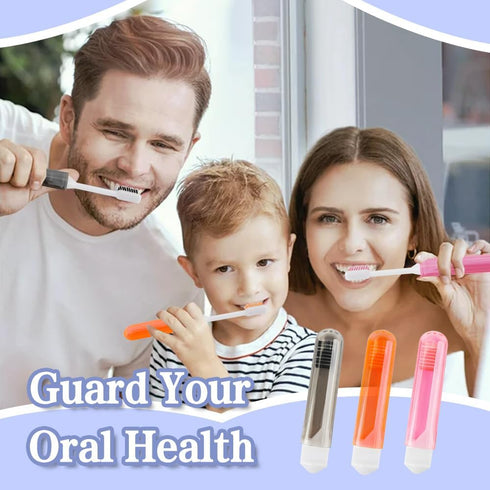 Travel Toothbrush, 3PCS Travel Toothbrush Set, Mini Toothbrush Soft Portable Toothbrush Travel with Tooth Brush Cover Small Folding Toothbrush Individually Wrapped for Camping Home,Black,Orange,Pink