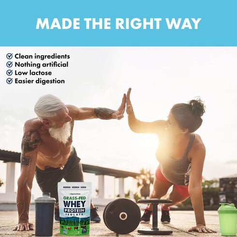 Opportuniteas Grass Fed Whey Isolate Protein Powder - Unflavored 28g Protein Powder Without Artificial Sweeteners,