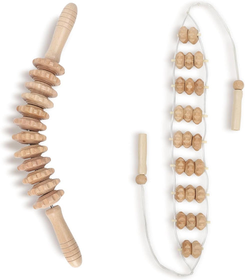 Wood Therapy Massage Tools - Neck Massager, Foam Roller, Back Scratcher, Lymphatic
