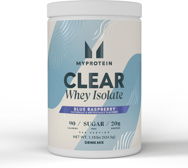 Myprotein Clear Whey Isolate Protein Powder, 1.1 Lb (20 Servings), Blue Raspberry, Naturally Flavored Drink Mix