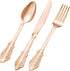 75PCS Rose Gold Plastic Silverware for 25 Guests, Heavy Duty Disposable Utensils Set Includes 25 Forks, 25 Spoons, 25