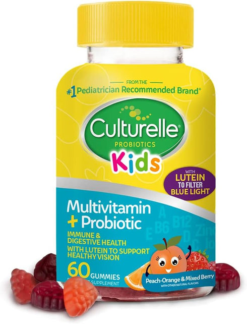 Culturelle Kids Probiotic Gummies, 60 Count, Digestive & Immune Support, Peach-Orange & Mixed Berry