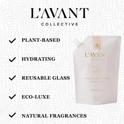 L'AVANT Collective High Performing Dish Soap Refill, Blushed Bergamot Scent, 32oz, Plant-Based Ingredients