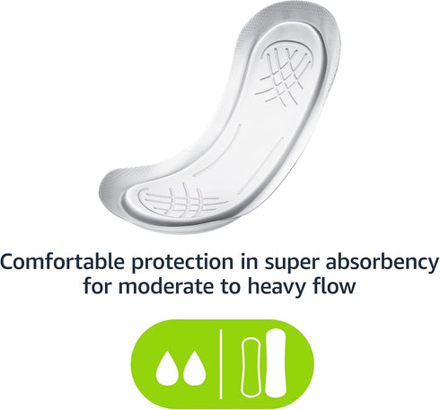 Amazon Basics Thick Maxi Pads for Periods, Super Absorbency, Unscented, 48 Count, 1 Pack