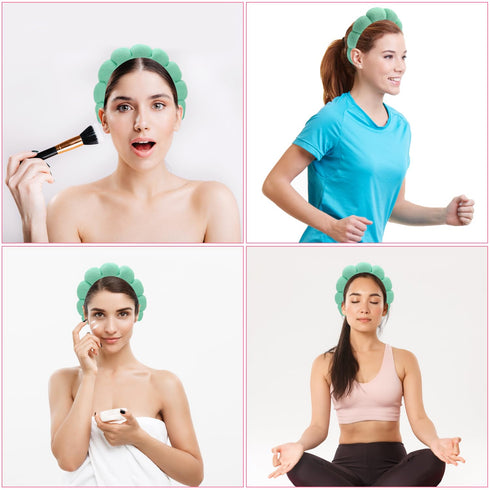 Spa Headbands for Washing Face - 3 Pc Set of Skincare Headbands with Wristbands, Cute Hair Accessories