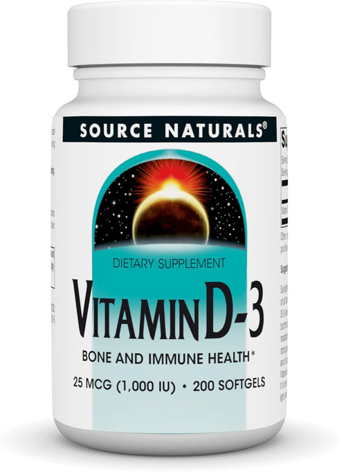 Source Naturals Vitamin D-3 1000 iu, Supports Bone & Immune Health, 200 Softgels