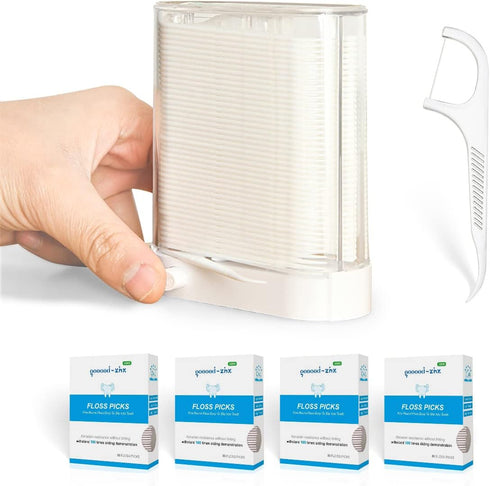 Automatic Pop Up Floss Sticks Holder with 4 Box 0.002in Soft Fine Floss, Waterproof Storage Box for Floss Picks,