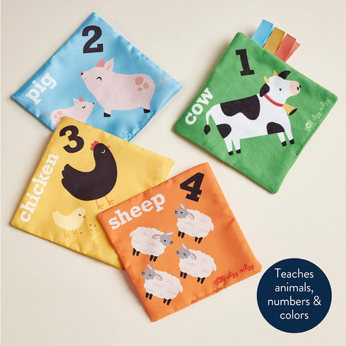 Itzy Ritzy Sensory Scarves Farm-Themed Put-and-Take Scarf Toy for Babies & Toddlers Teaches Animals, Numbers, Colors