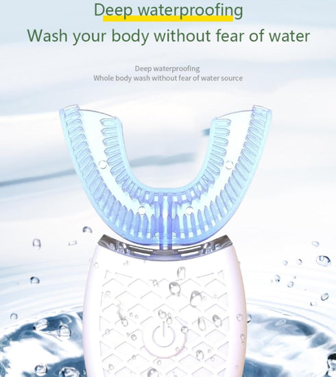 VIDECOR 360 Adult Smart U Shape Degrees Sonic Electric Toothbrush Silicone Automatic Travel U-Shaped Toothbrush,Blue