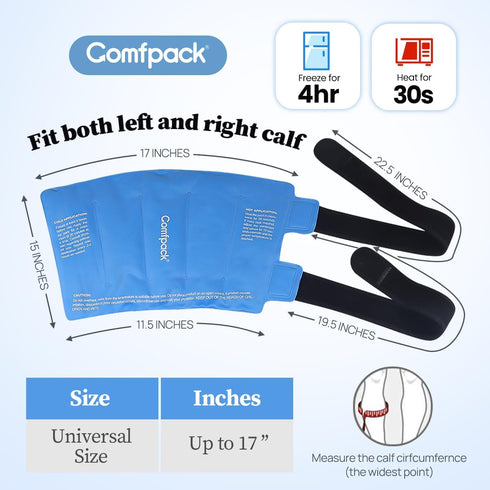 Shin Splint Ice Pack Wrap for Injuries, Reusable Gel Calf Ice Pack for Leg Pain Relief, Calf Strain, Sore Muscle