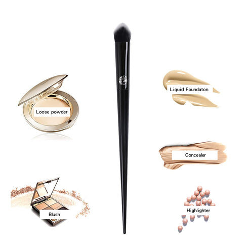 ENERGY Precision Concealer Brush Under Eye Nose Contour Foundation Brush for Liquid Cream Foundation Powder Eyebrow Concealer Blending Baking Buffing Vegan Premium Synthetic Makeup Brush Black